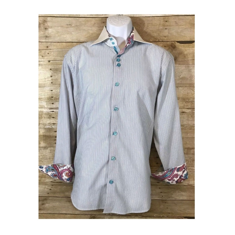 Bertigo Mens Button Down Dress Shirt Size Large